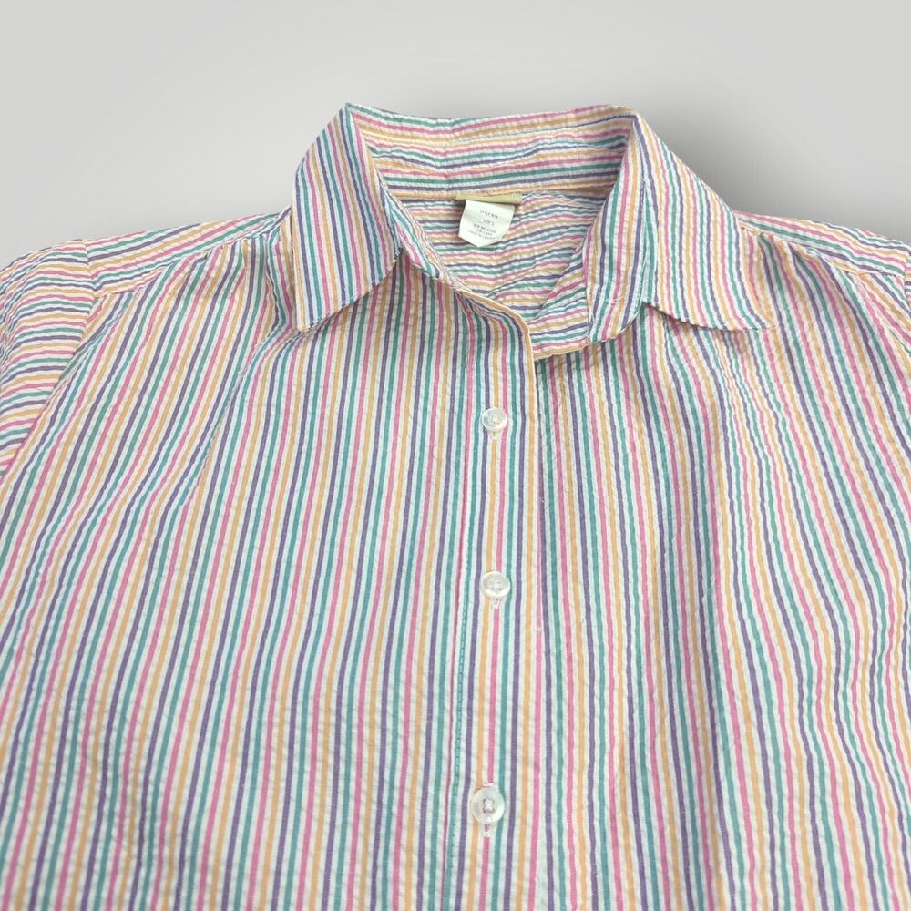 VTG Boca Bay Seersucker Vacation Shirt Women's S Multicolor Striped Button Up - Picture 6 of 15